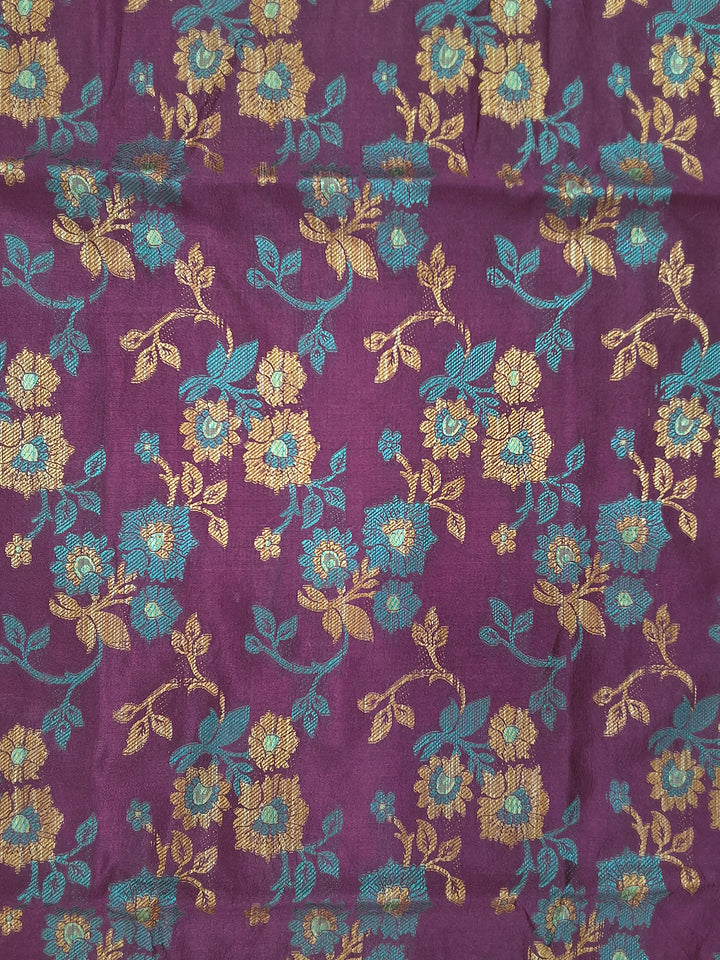 Purple Banarasi Silk Floral Woven Saree with Zari Border