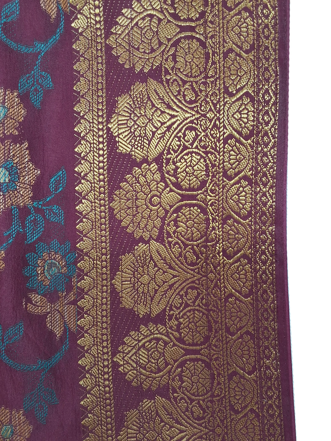 Purple Banarasi Silk Floral Woven Saree with Zari Border