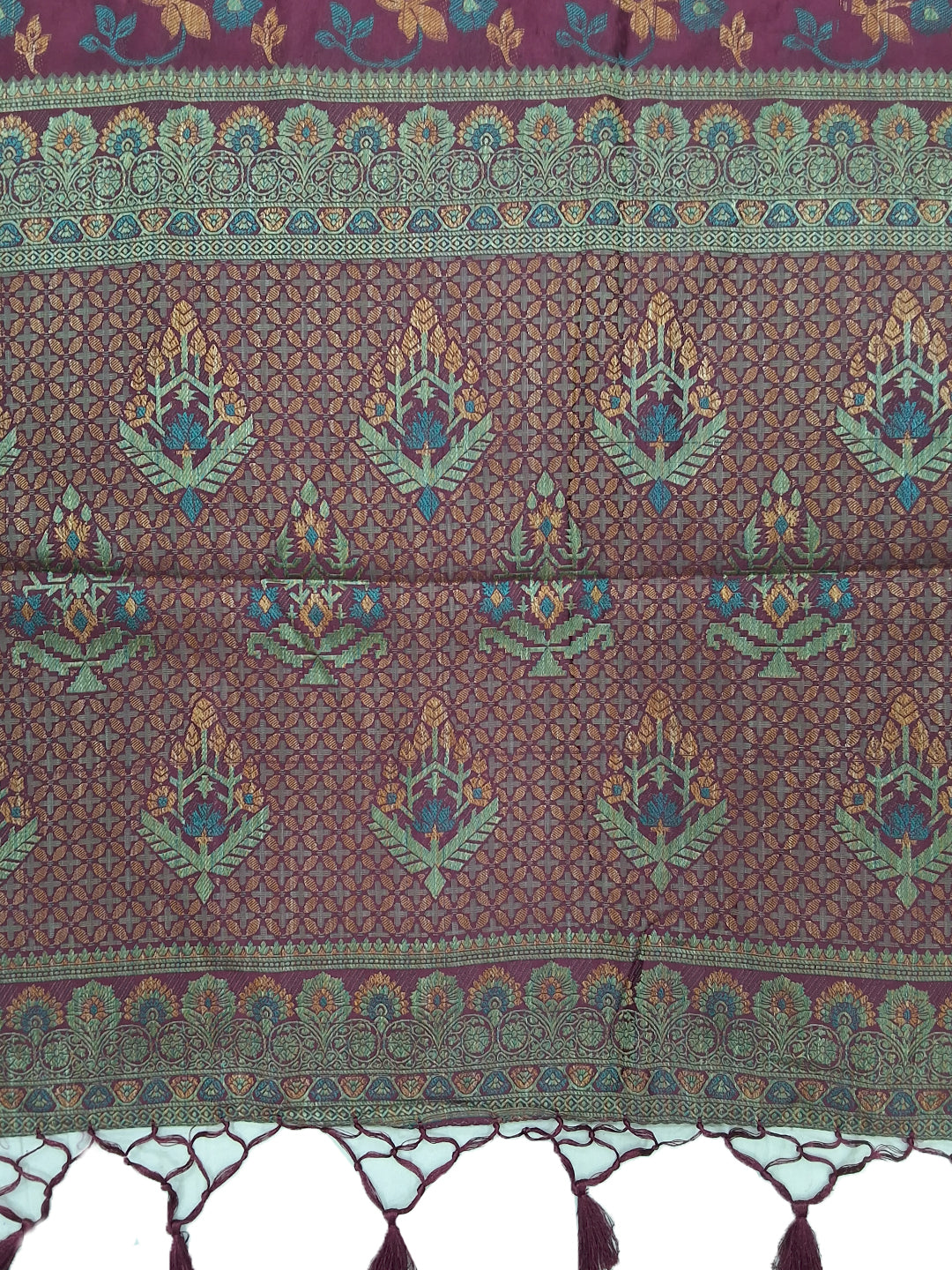 Purple Banarasi Silk Floral Woven Saree with Zari Border