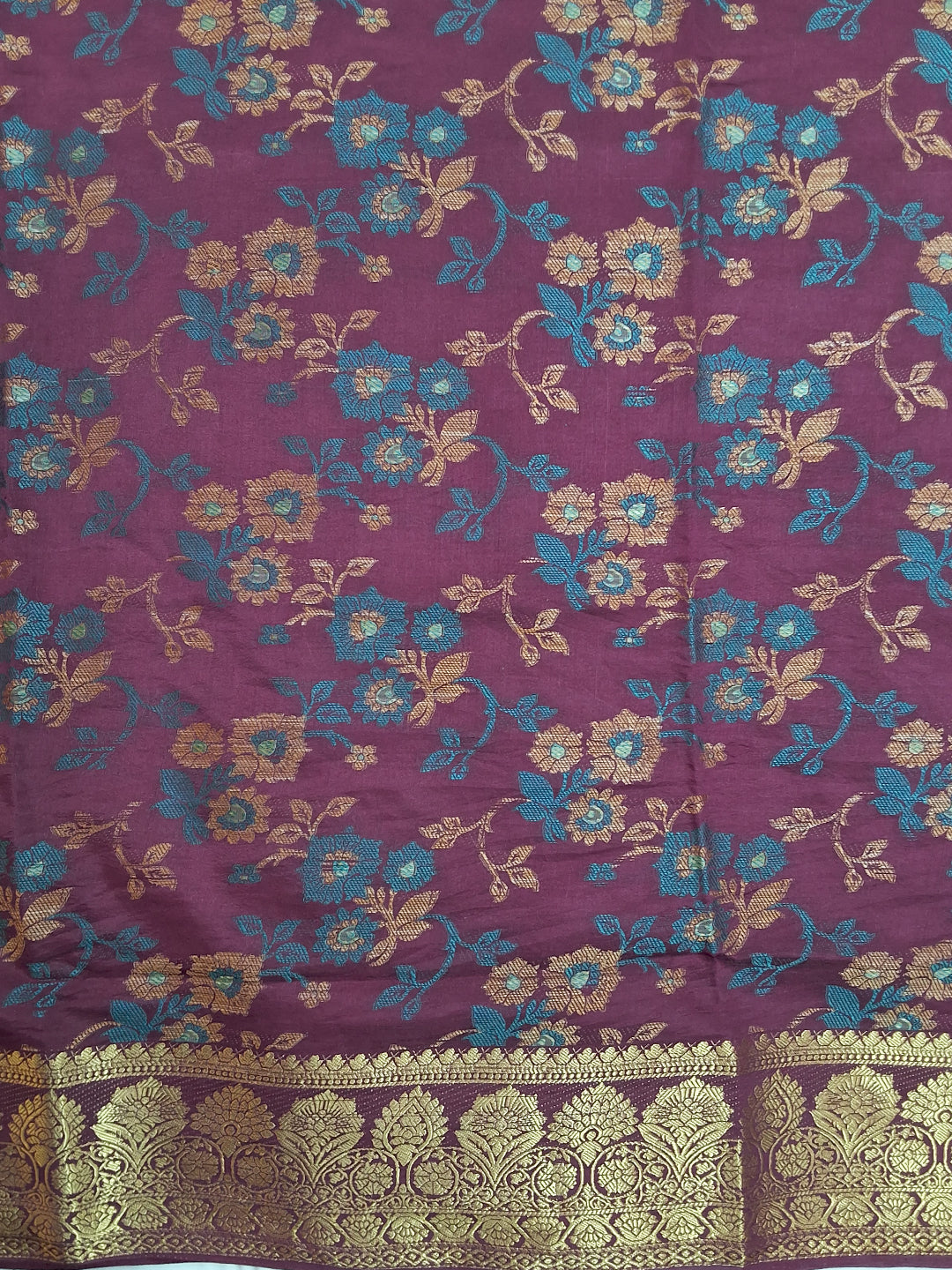 Purple Banarasi Silk Floral Woven Saree with Zari Border