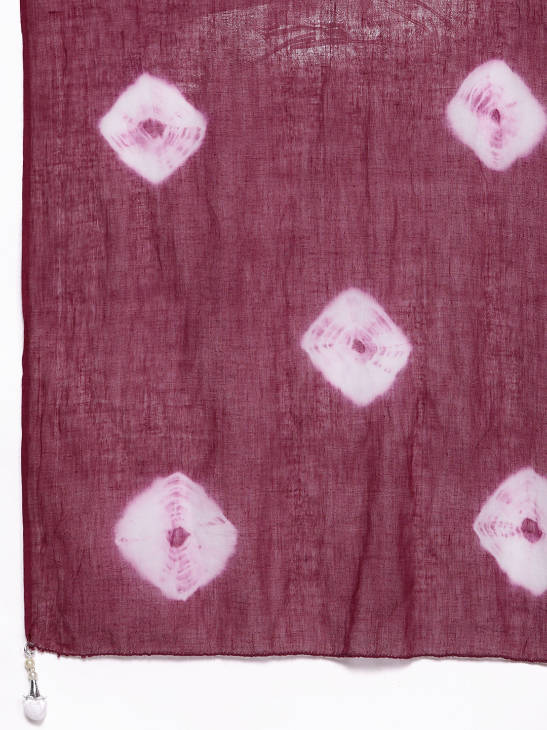 Burgundy ikat Printed Anarkali Kurta & Bandhani Dupatta