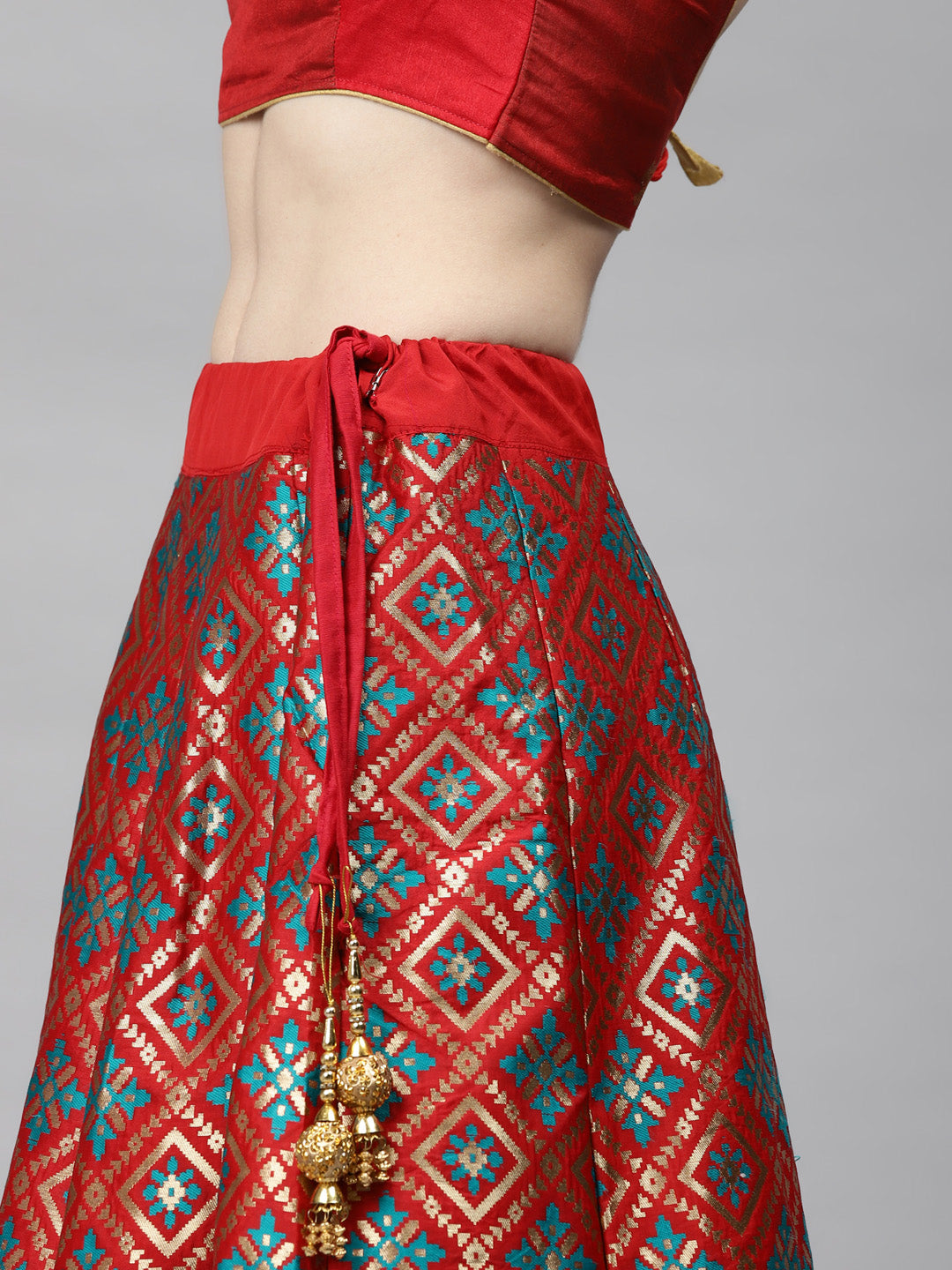 Semi Stitched Banarasi Silk Lehenga Choli With Zari & Resham woven floral design