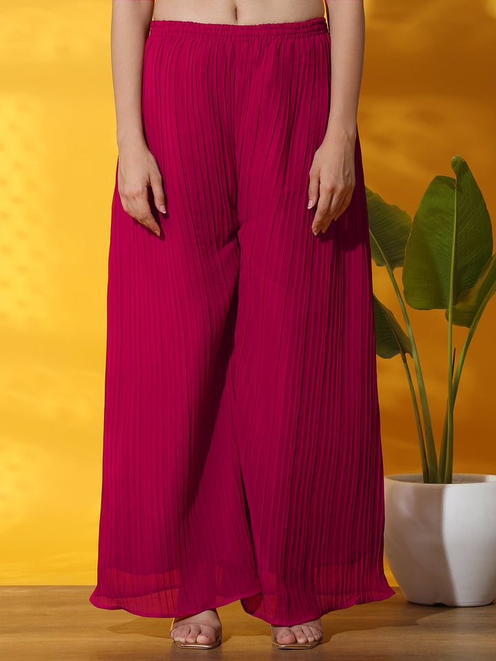 Sequin Embroidered Peplum Style Kurta Set with Pleated Pallazo