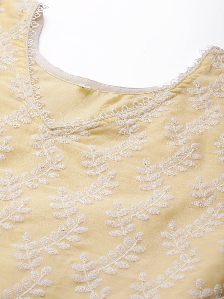 Chikankari Suit Set with Resham Schifli Embroidery