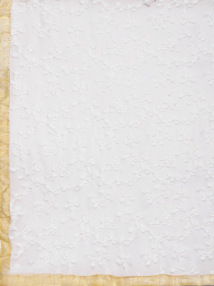 Chikankari Suit Set with Resham Schifli Embroidery
