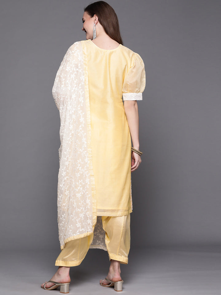 Chikankari Suit Set with Resham Schifli Embroidery
