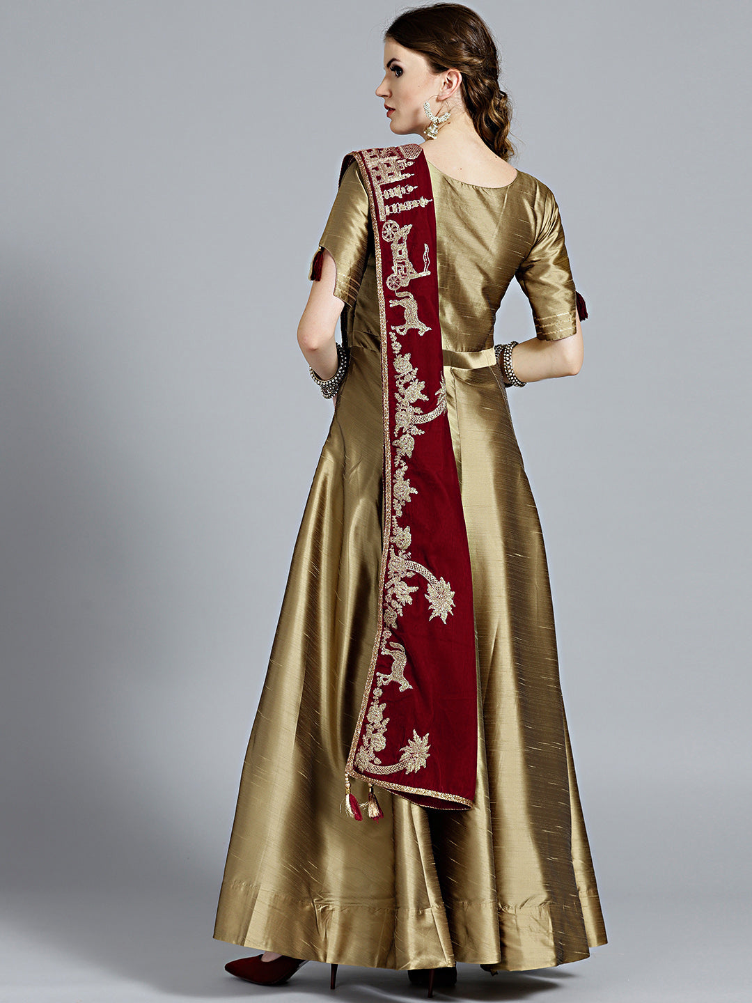 Crystal Embellished Anarkali with Rich Velvet dupatta