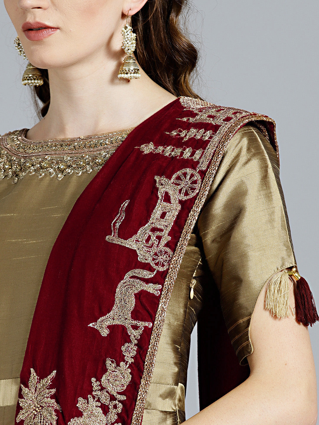Crystal Embellished Anarkali with Rich Velvet dupatta