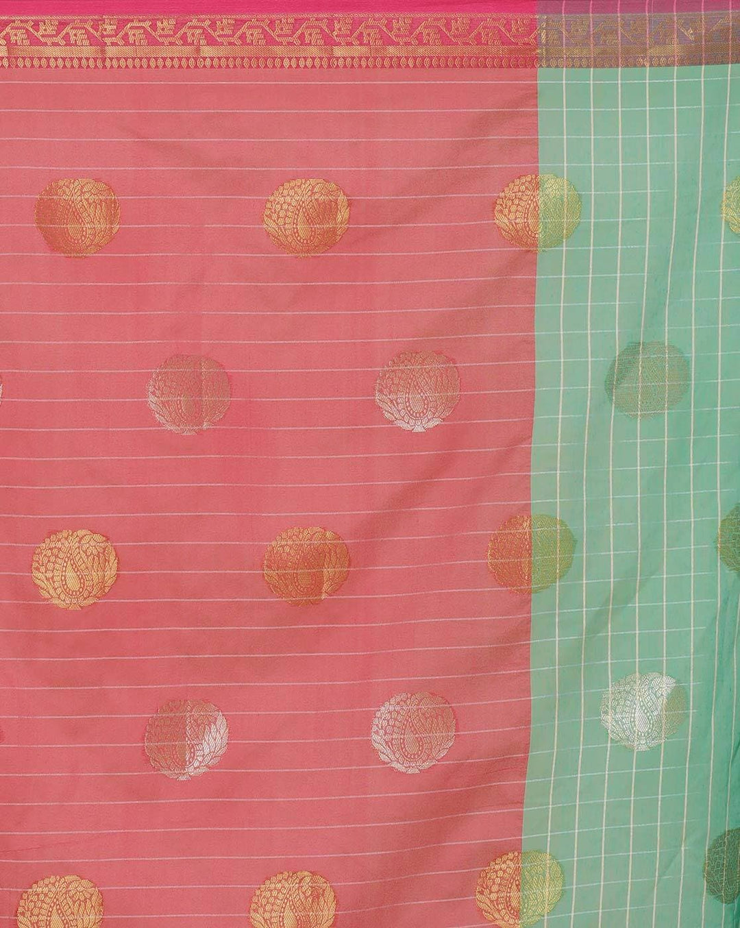 Blouse Pastel Chanderi Saree With Ethnic Motifs Weaving With Zari And Resham And Contrast Pallu, Border Attached Matching Blouse