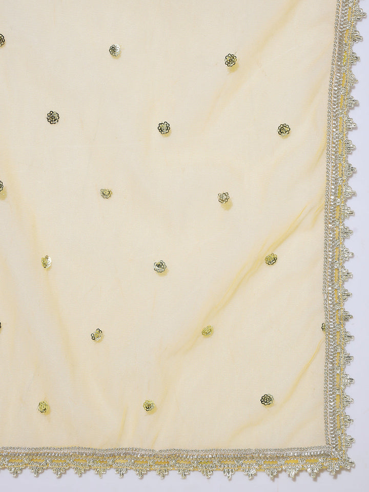 Sequin & Mirror Embellished Crop-top Pleated Lehenga Choli Dupatta Set