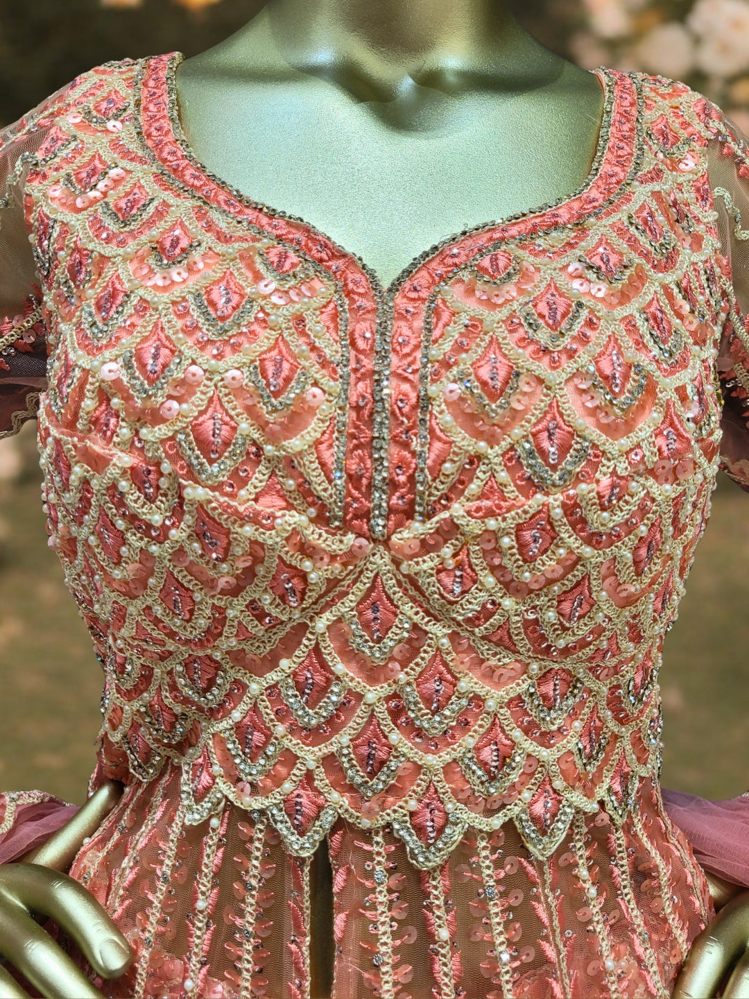 Sequin & Resham Embroidered Indo-Western Kalidar Kurta Set with Accordian Pleat Skirt