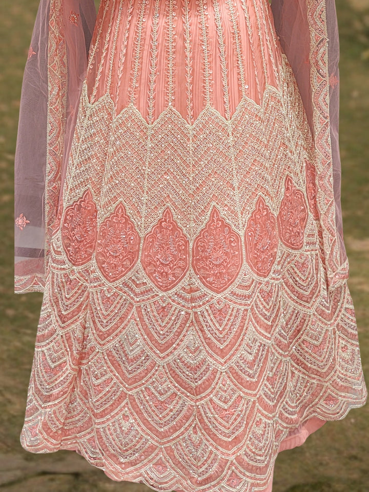 Sequin & Resham Embroidered Indo-Western Kalidar Kurta Set with Accordian Pleat Skirt