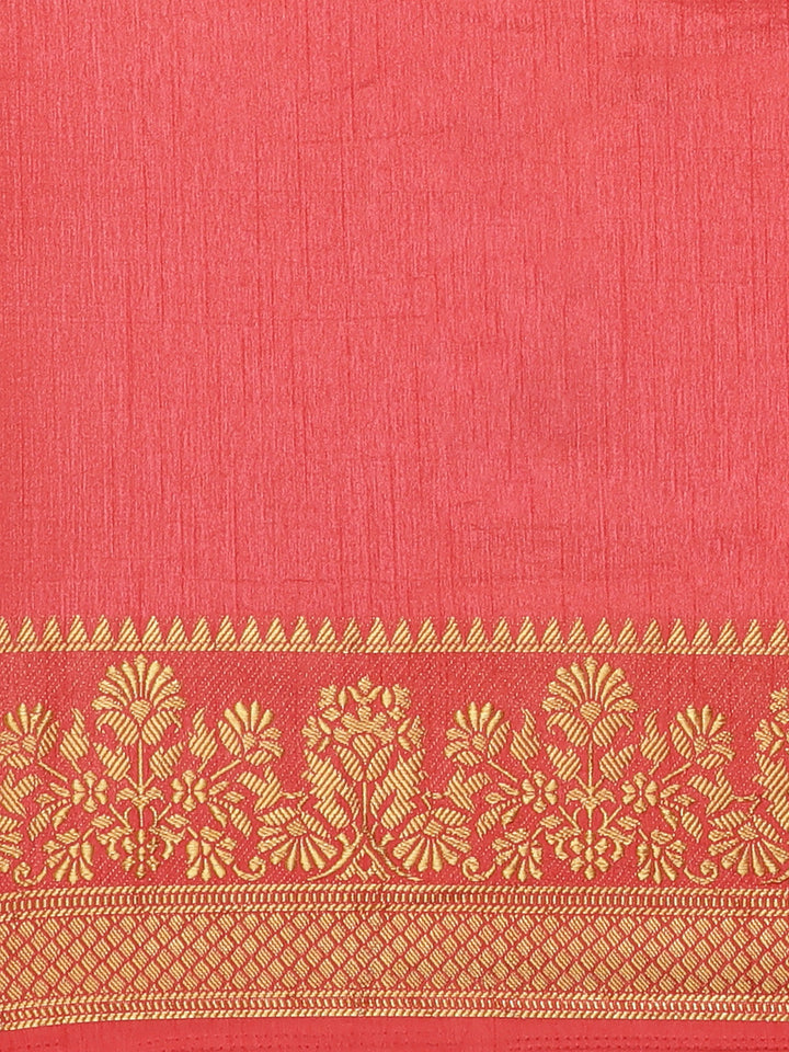 Traditional Banarasi Saree with Zari Woven Floral Border