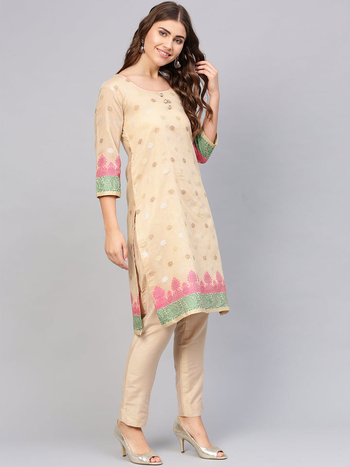 Banarasi Kurta Set with Handloom Dupatta and Pants