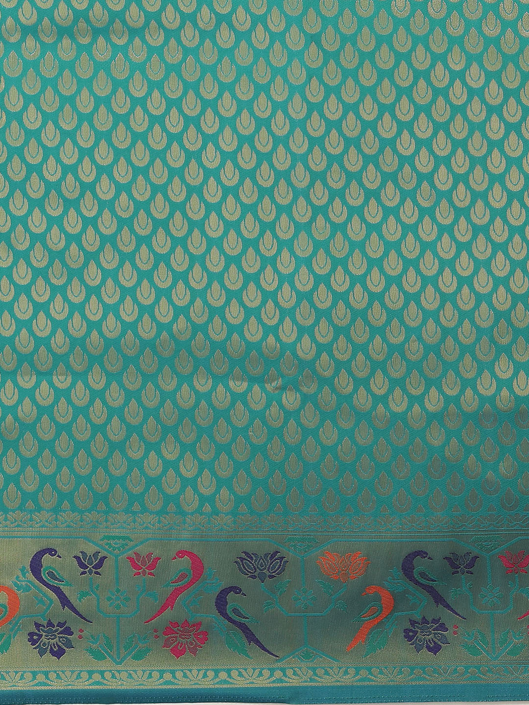Rama Green Paithani Silk Saree with Zari Meenakari Peacock Motifs