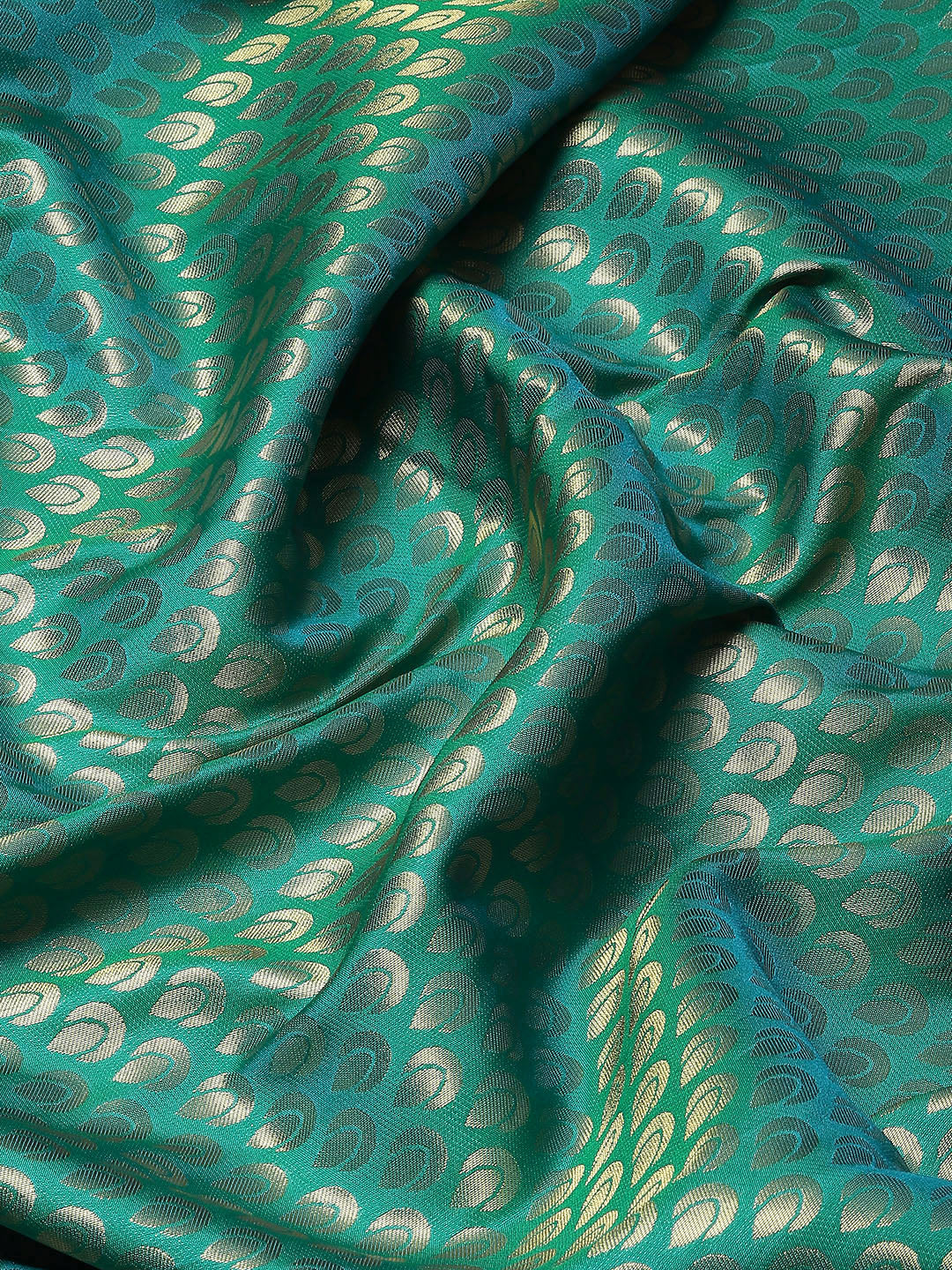 Rama Green Paithani Silk Saree with Zari Meenakari Peacock Motifs
