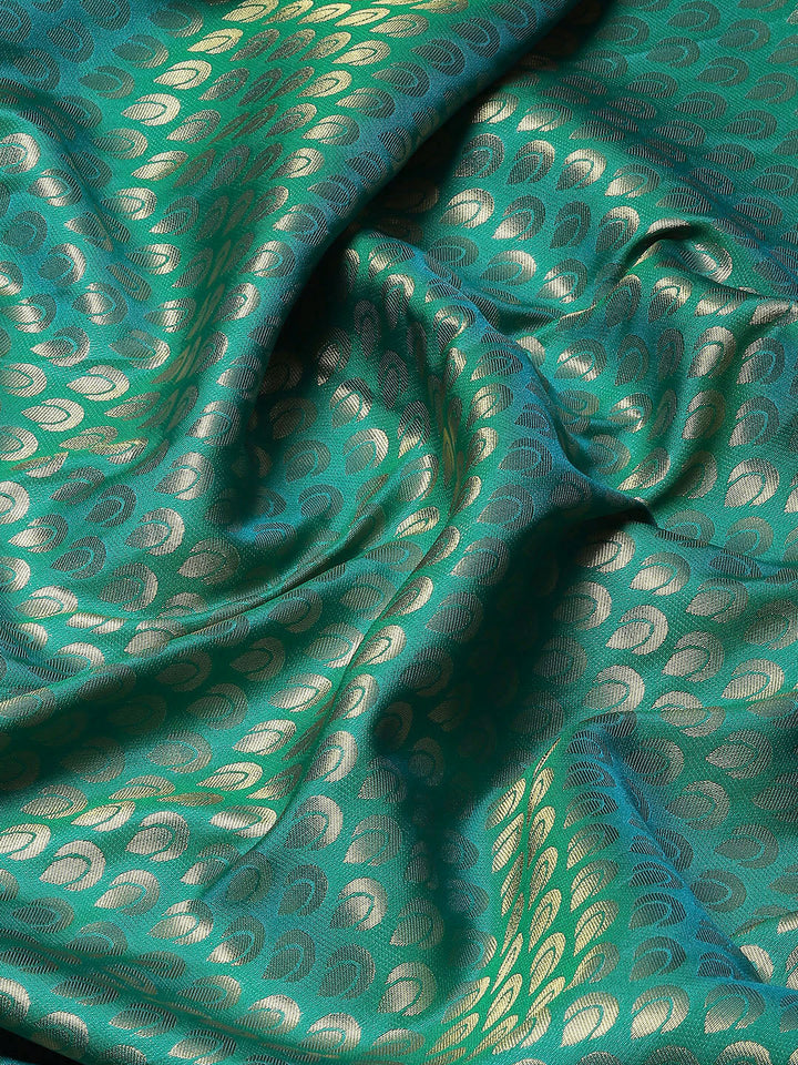 Rama Green Paithani Silk Saree with Zari Meenakari Peacock Motifs
