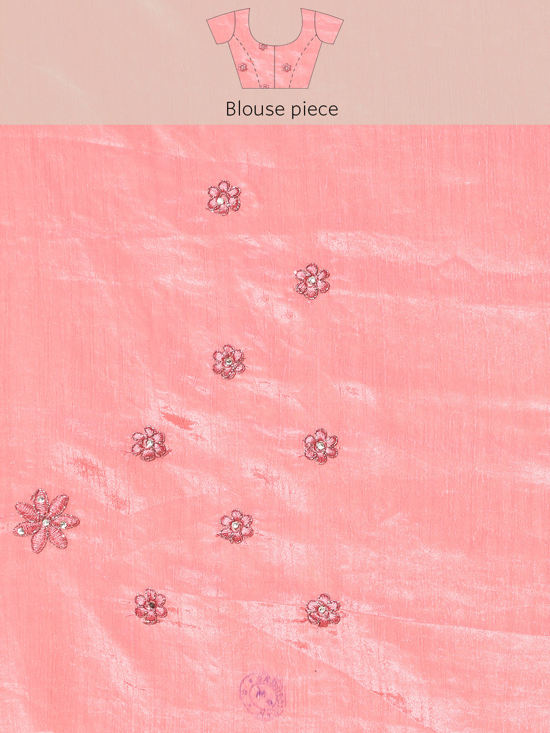 Pink Resham & Zari Floral Chinnon Roses Embellished Saree