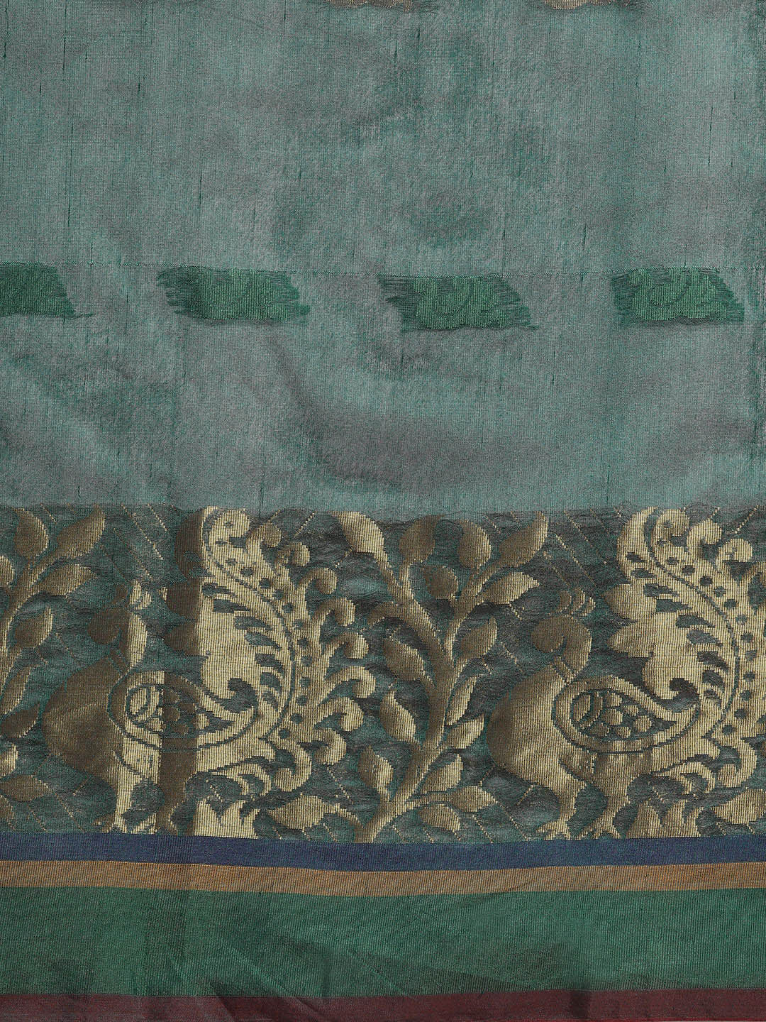 Chanderi Silk Saree with Zari Woven Peacock Pattern
