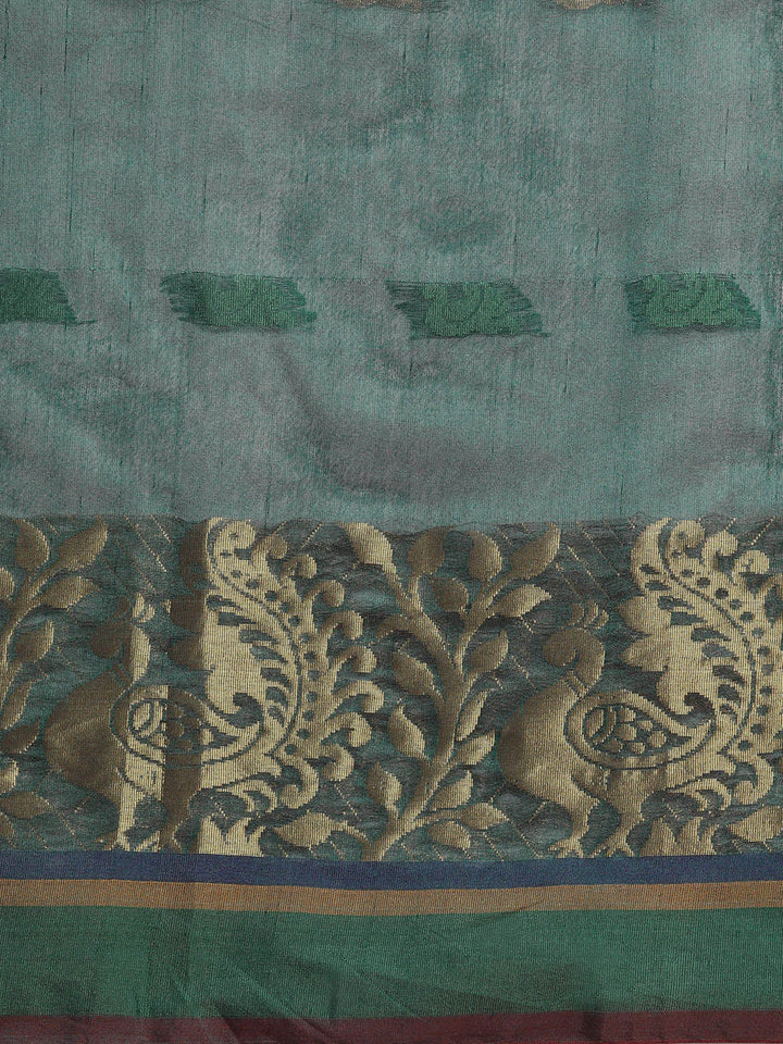 Chanderi Silk Saree with Zari Woven Peacock Pattern