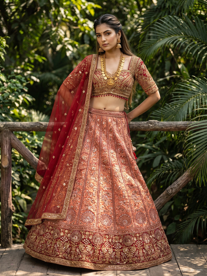Bridal Heavy Embroidered Lehenga Choli Set with Net Dupatta