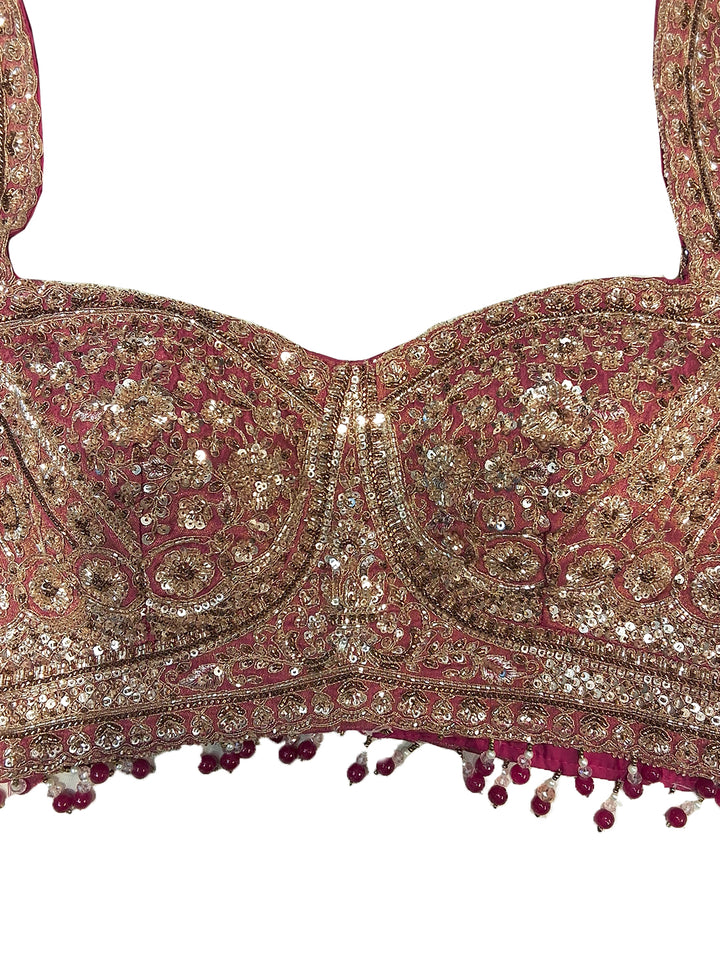 Bridal Heavy Embroidered Lehenga Choli Set with Net Dupatta