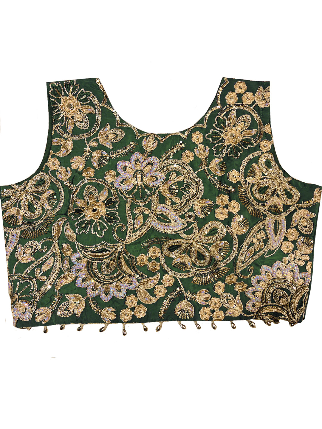 Zari Embroidery Indo-Western Set with Sequinned Shrug, Scalloping & Pleated Dhoti Skirt