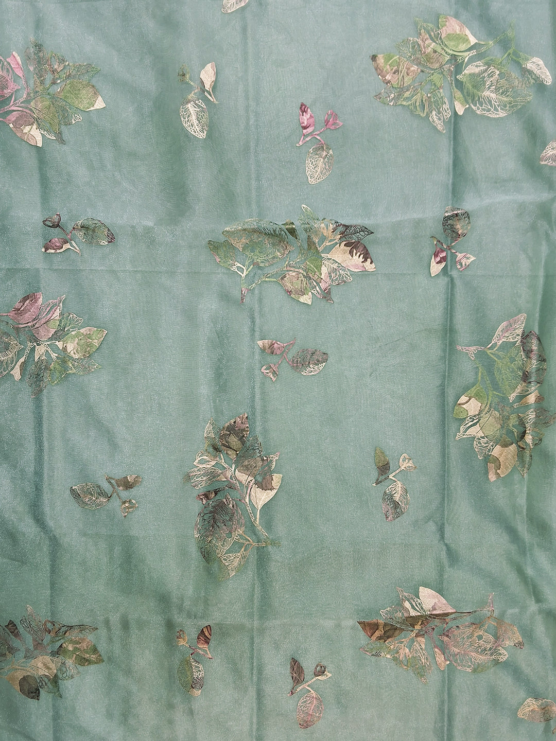 Powder blue Digital Printed Floral Saree with Sequin Embroidered Border
