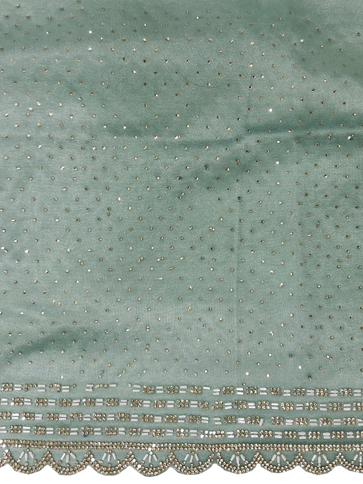 Powder blue Digital Printed Floral Saree with Sequin Embroidered Border