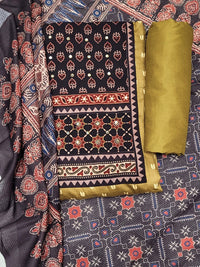 Chhabra 555 Ethnic Ajrak Block Print Cotton Suit Dupatta with Mirror Embelishments & Contrast colors