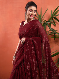 Chhabra 555 Cocktail Bling Flowy Embellished Saree with Allover Sequin Embroidery