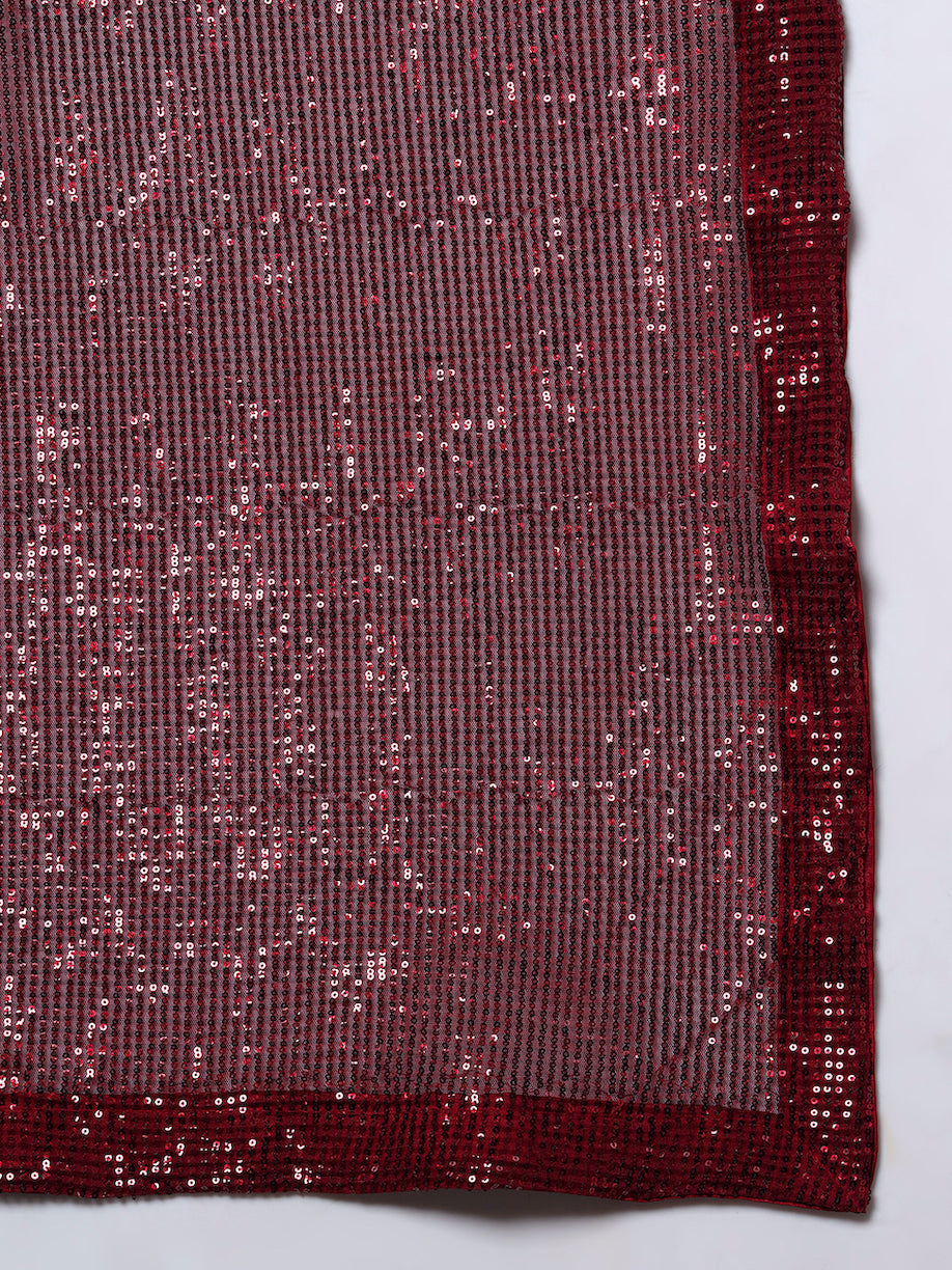 Cocktail Bling Flowy Embellished Saree with Allover Sequin Embroidery