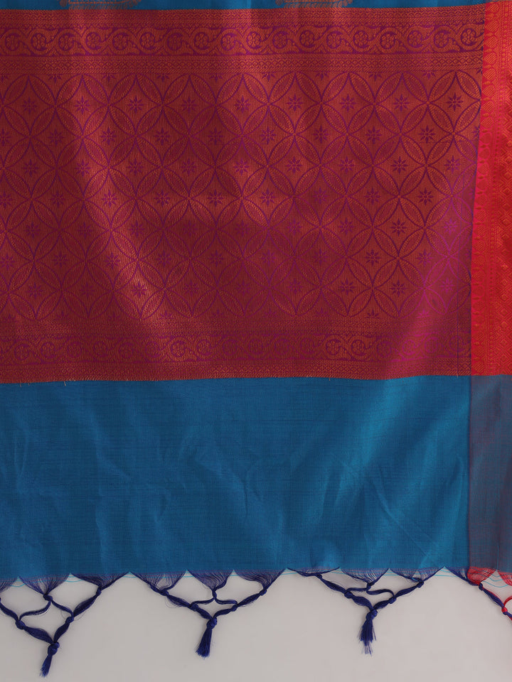 Traditional South Silk Saree with Mughal inspired Zari Woven Motifs
