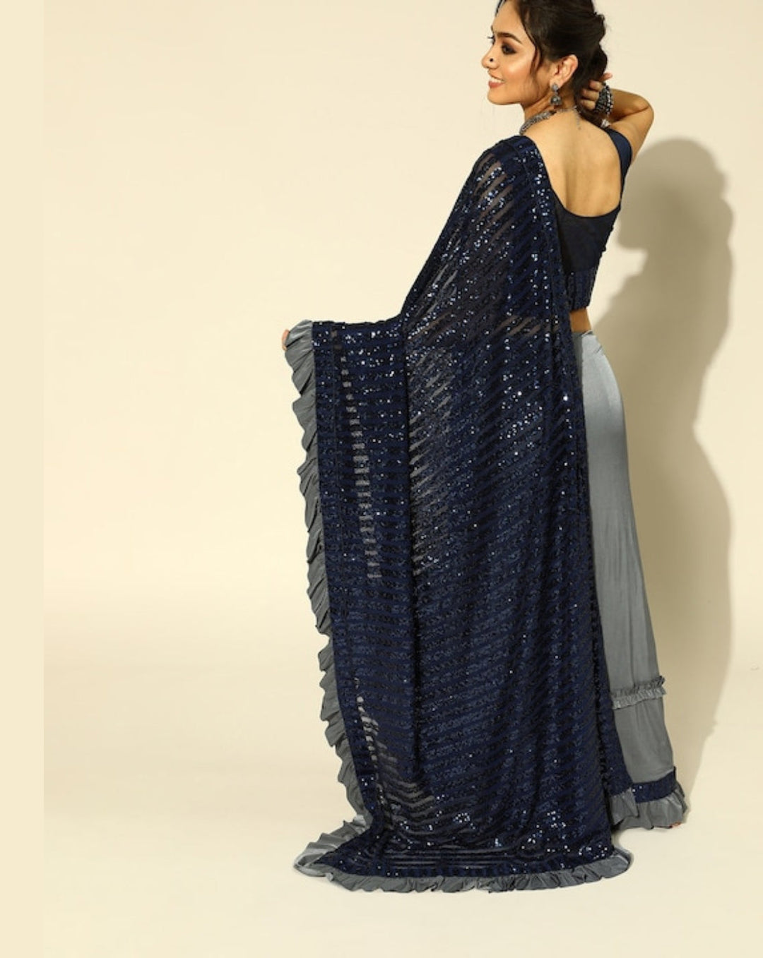 Ruffled Saree with Sequin Embellishments and Frills