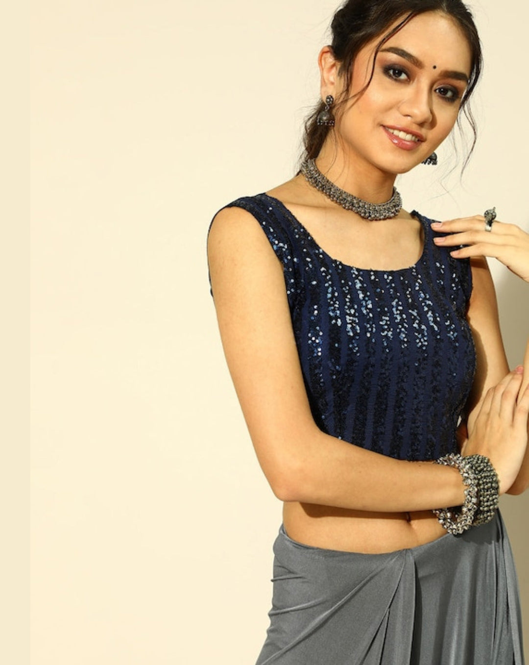 Ruffled Saree with Sequin Embellishments and Frills