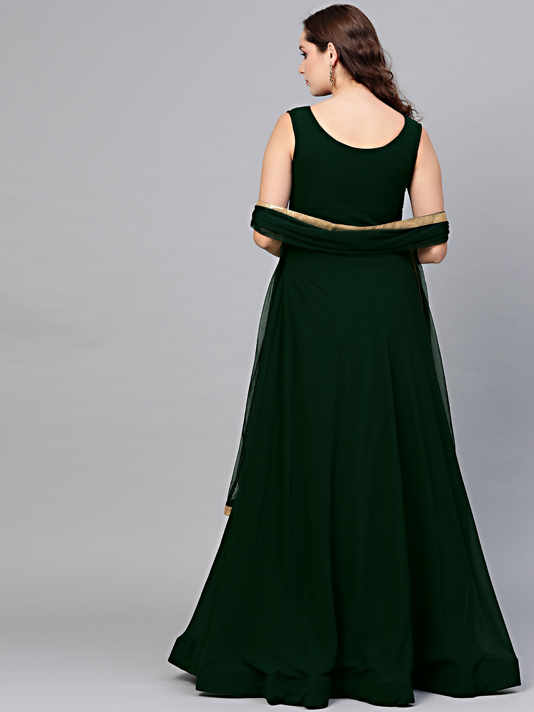 Embellished Georgette Cocktail Gown with Tassled Dupatta