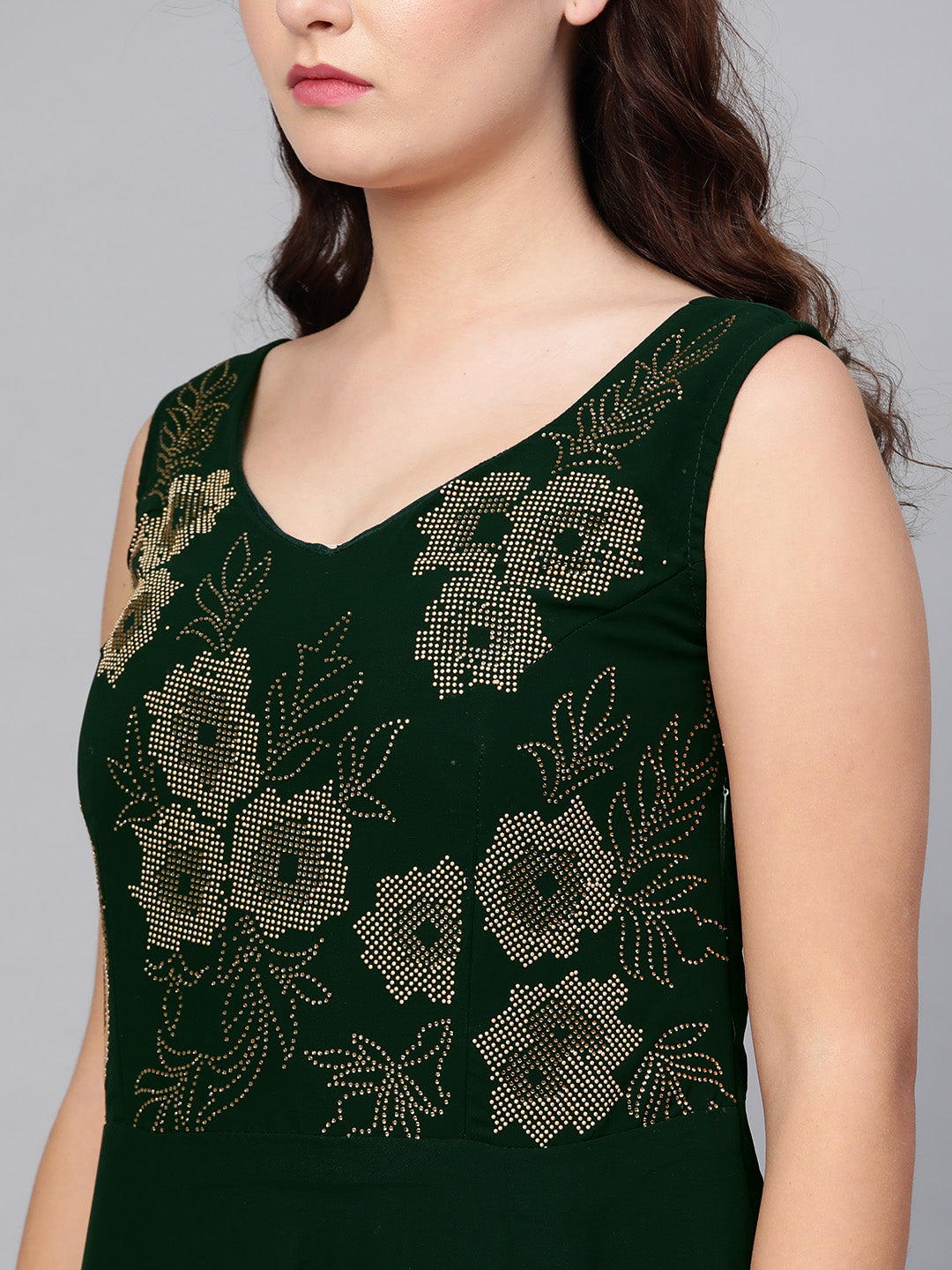 Embellished Georgette Cocktail Gown with Tassled Dupatta