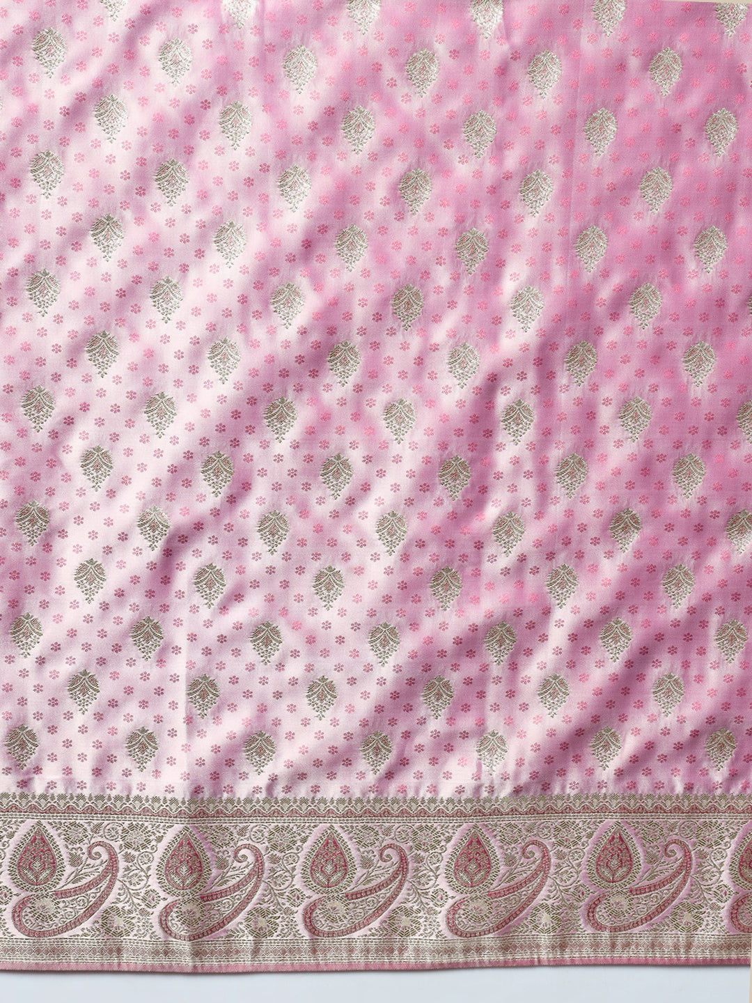 Banarasi Pastel Handloom Silk Saree with Paisely Border