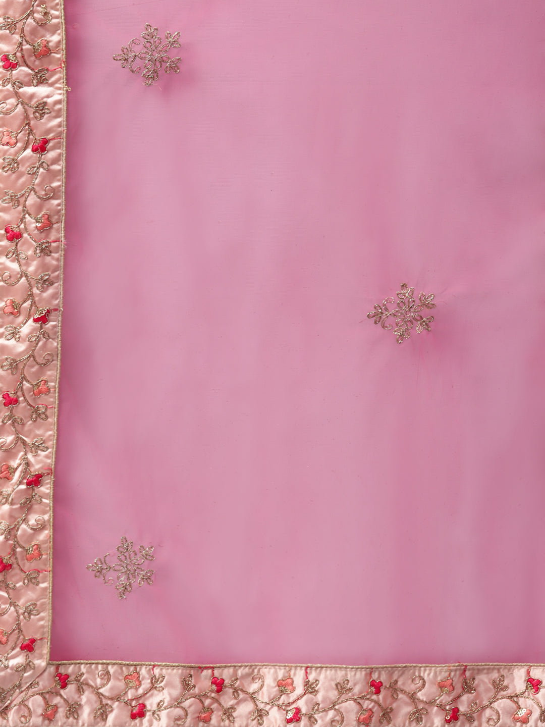 Pastel Semi-Stitched Lehenga Set with Zari & Resham Meenakari Floral Embroidery
