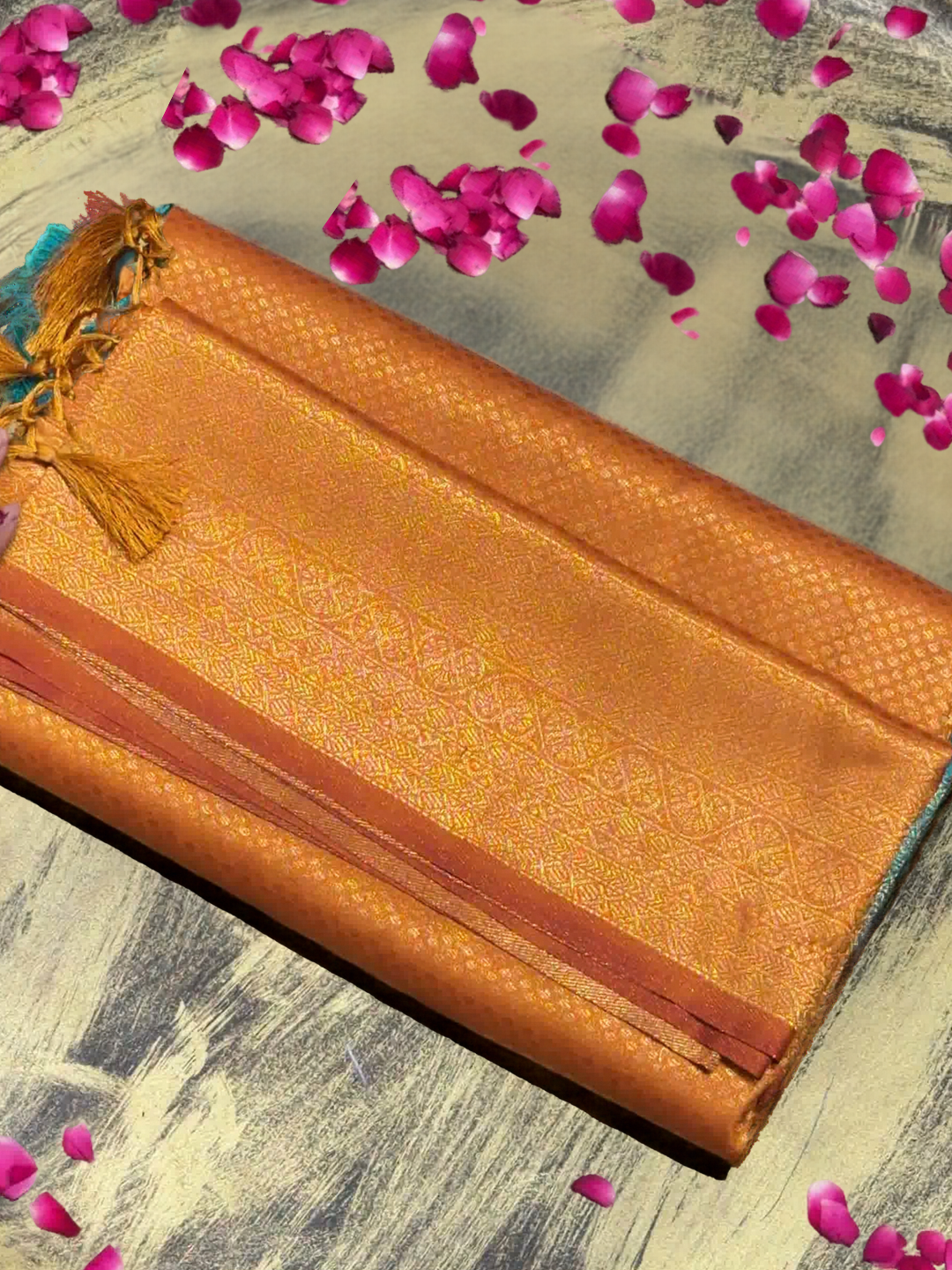 Mustard Zari Woven Geometric Saree with Tassel Pallu