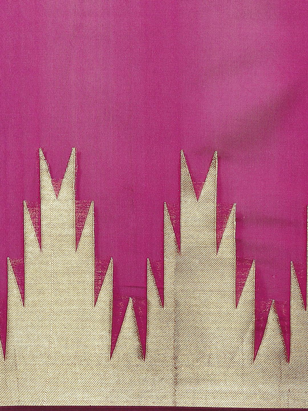 Banarasi Handloom Purple Saree with Gold Zari Temple Border & Contrast Blue Blouse