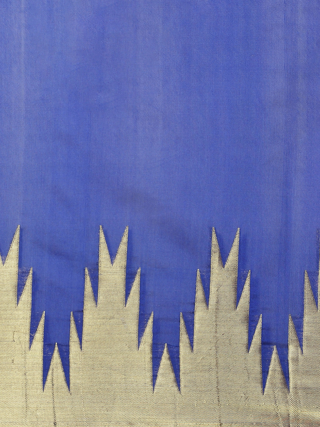 Banarasi Handloom Purple Saree with Gold Zari Temple Border & Contrast Blue Blouse