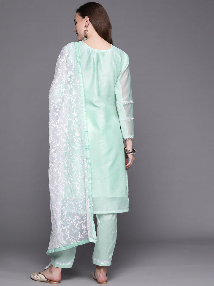 Chikankari Schiffli Sharara Suit with Chiffon Dupatta