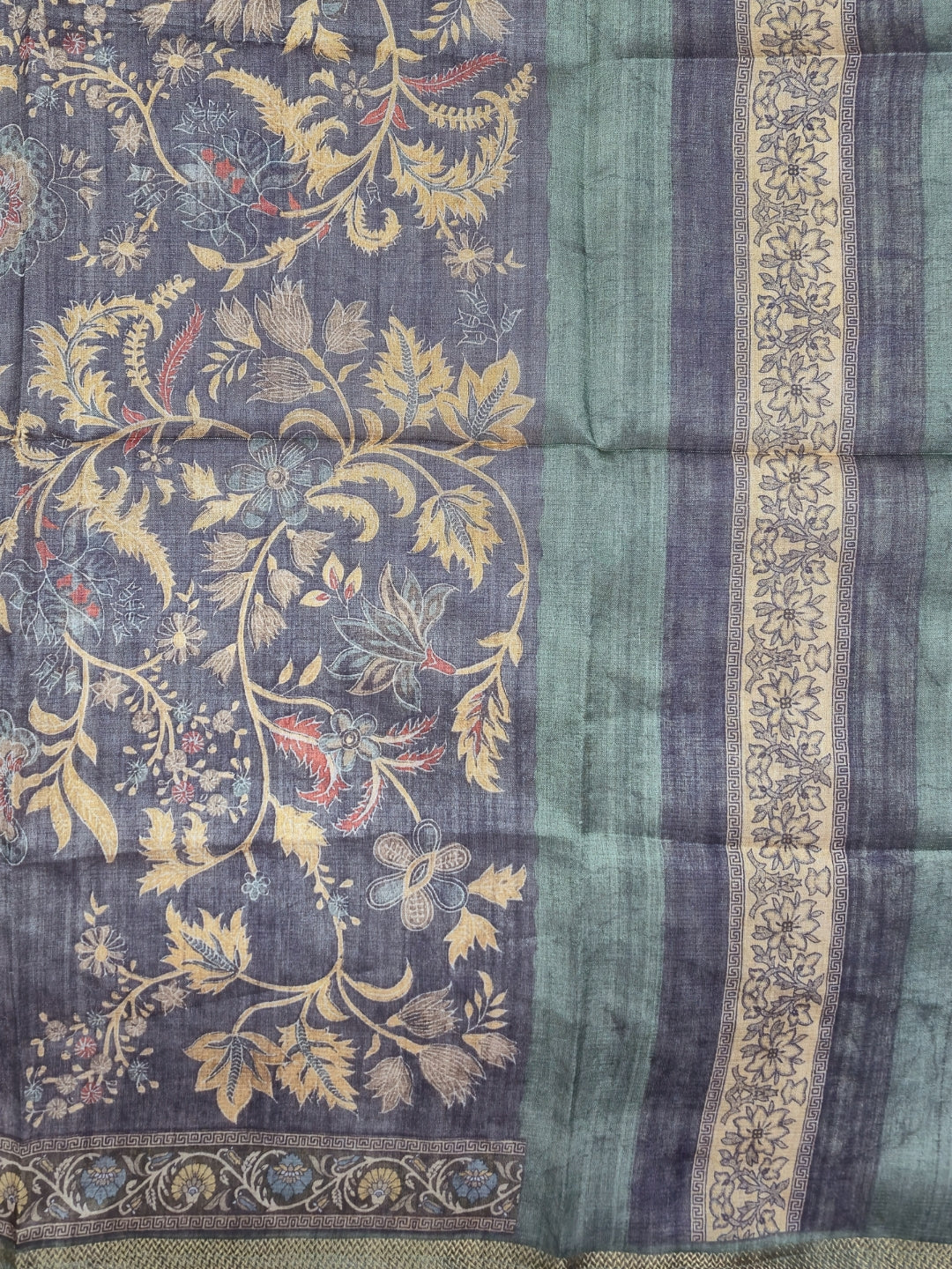 Jacquard Woven Kurta Pant Set with Mirror Embroidered Yoke & Digital Print Dupatta
