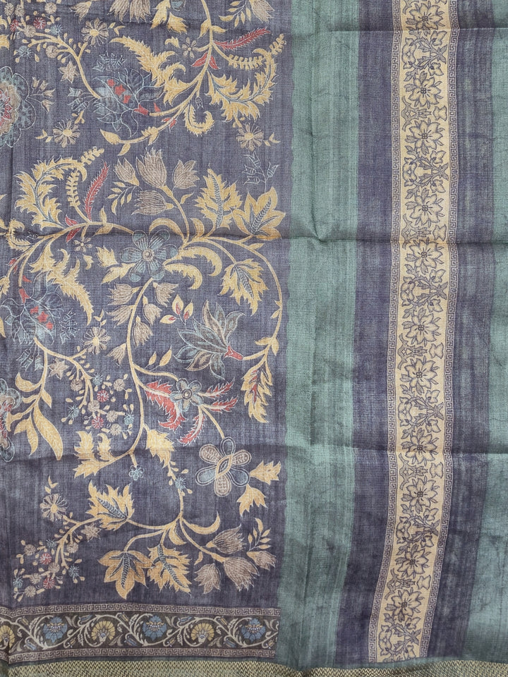 Jacquard Woven Kurta Pant Set with Mirror Embroidered Yoke & Digital Print Dupatta