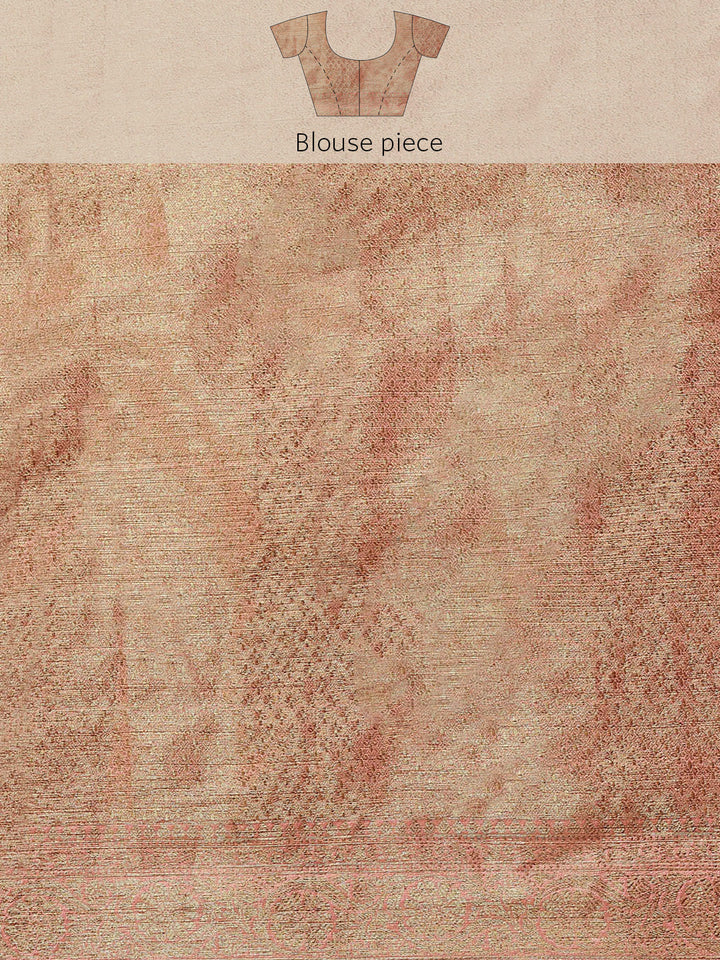 Pink Chanderi Brocade Traditional Saree with Meenakari Floral Motifs