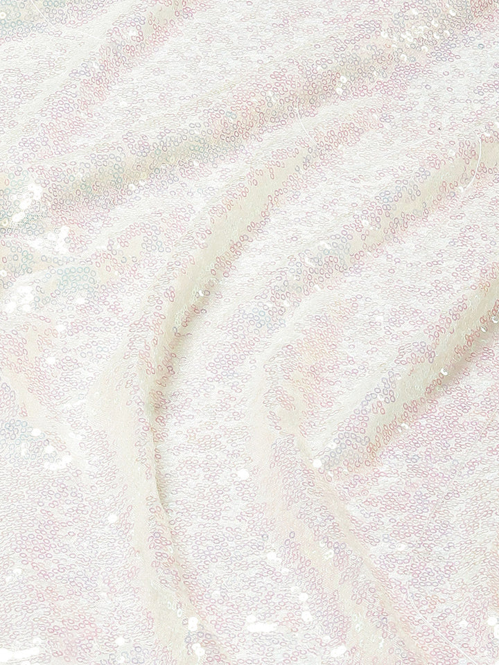 White Bling Metallic Sequin Embellished Cocktail Net Saree