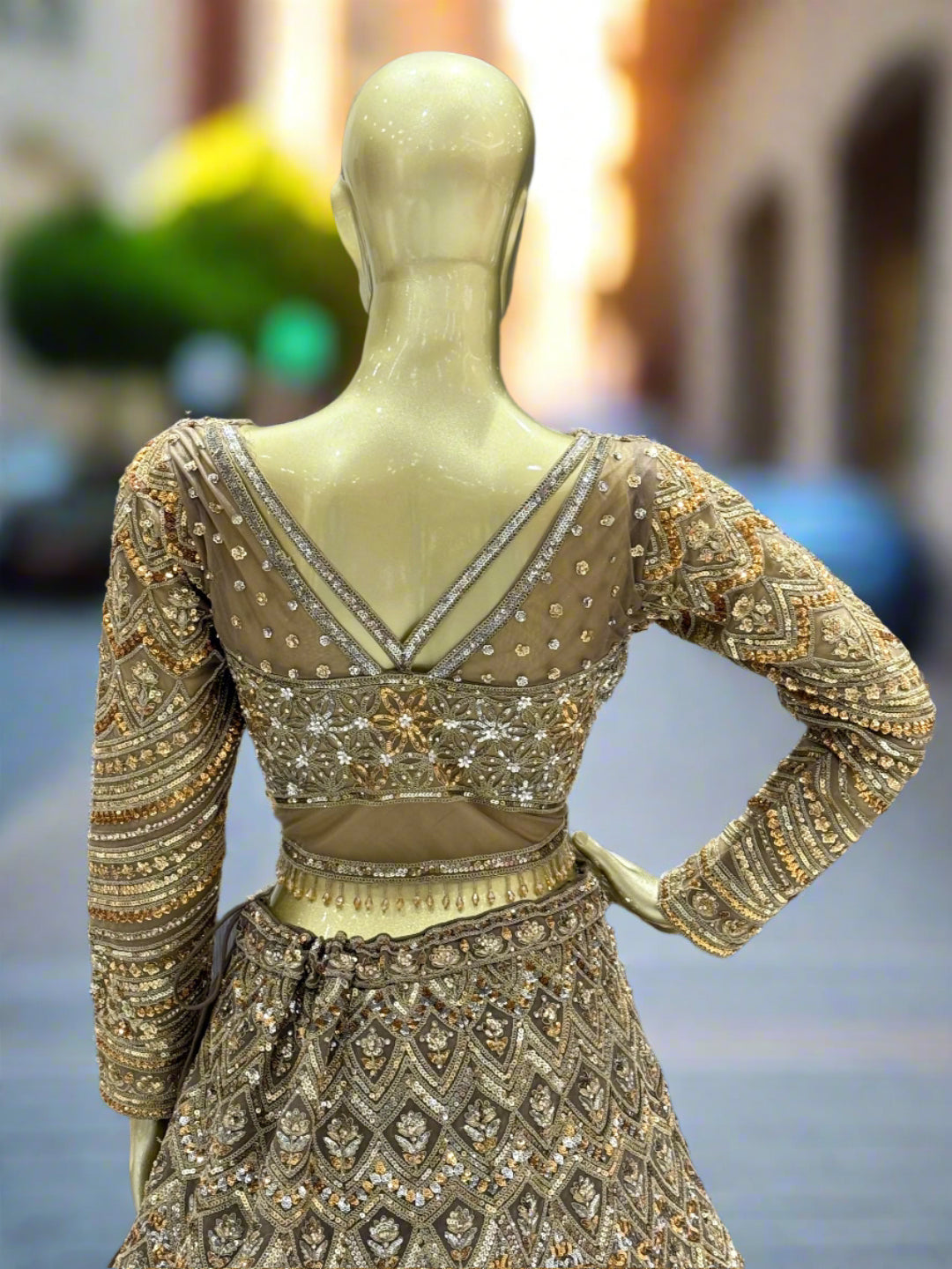Golden Embellished Readymade Lehenga