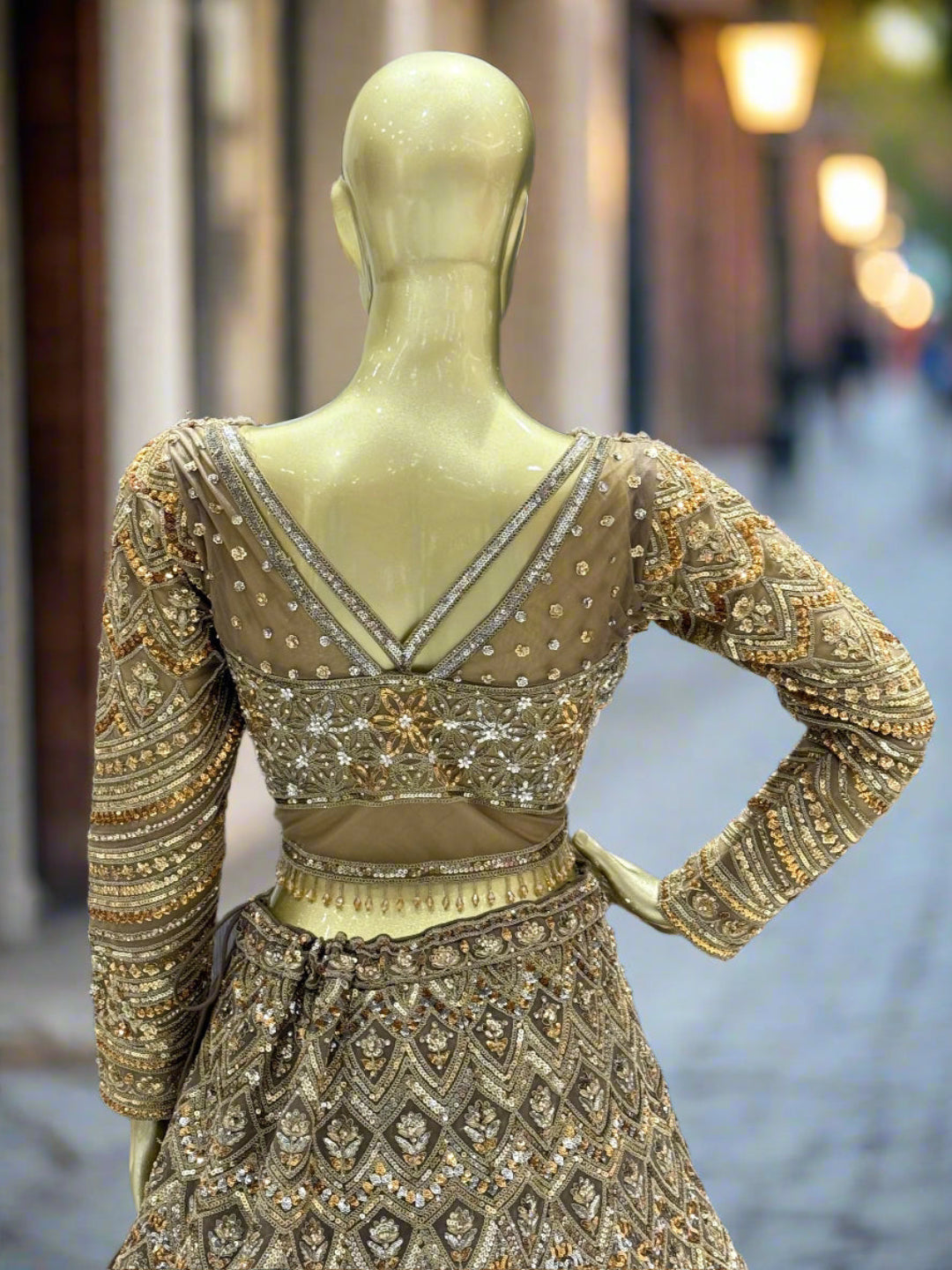 Gold Embellished Readymade Lehenga