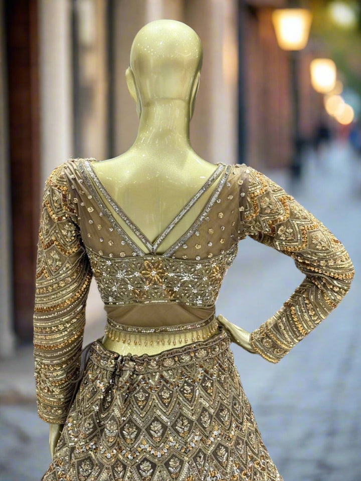 Gold Embellished Readymade Lehenga